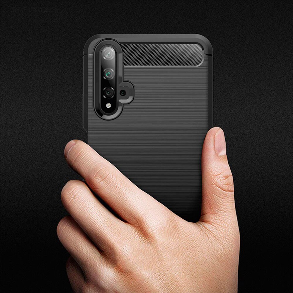 Husa pentru Huawei Nova 5T / Honor 20, Techsuit Carbon Silicone, Black