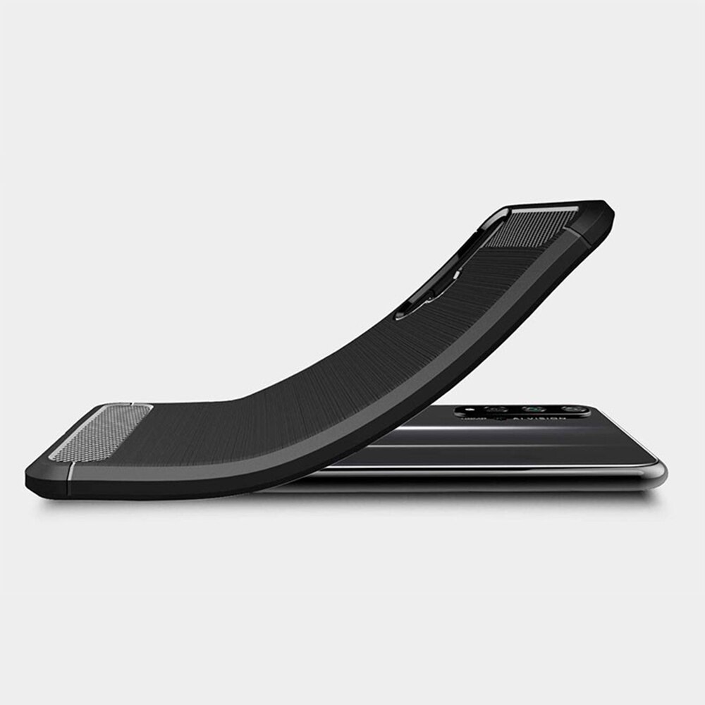 Husa pentru Huawei Nova 5T / Honor 20, Techsuit Carbon Silicone, Black