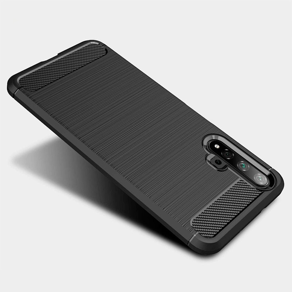 Husa pentru Huawei Nova 5T / Honor 20, Techsuit Carbon Silicone, Black