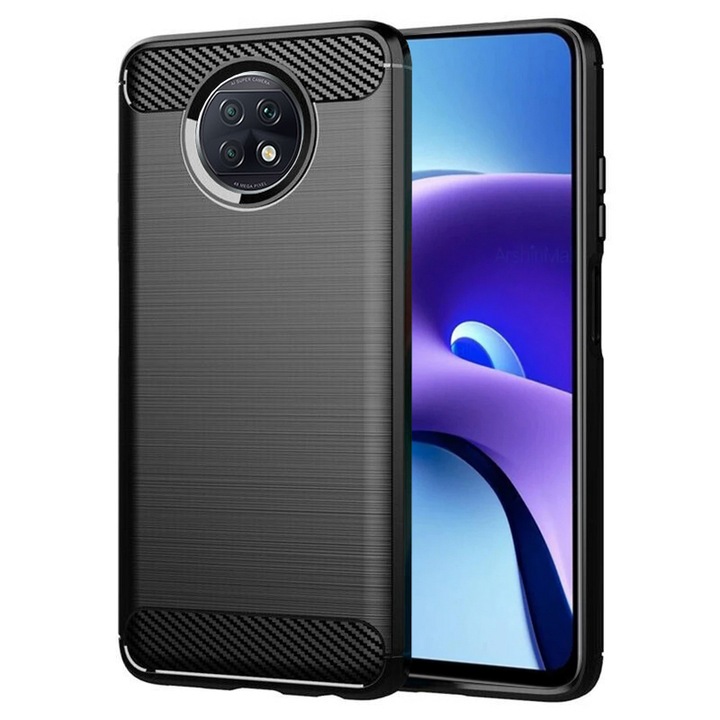 Кейс за Xiaomi Redmi Note 9T 5G, Techsuit Carbon Silicone, черен