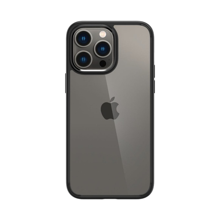Защитен калъф за iPhone 14 Pro Max, силиконов TPU, ултра защита, модерен опушен дизайн, черен