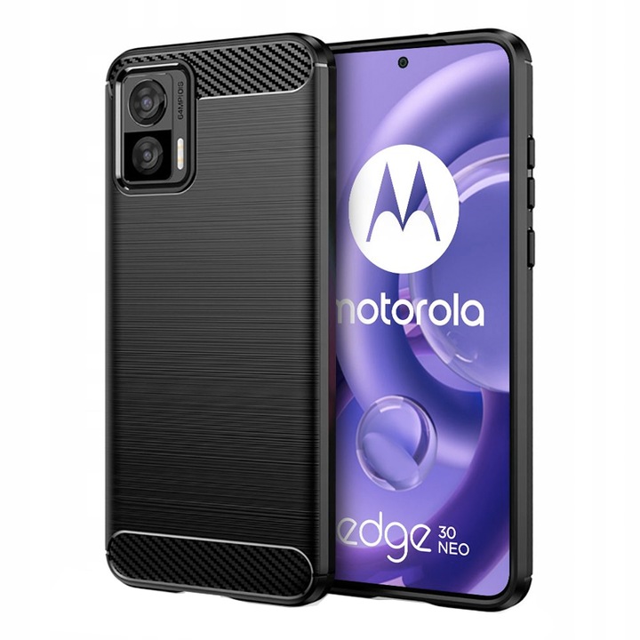 Карбонов калъф, съвместим с Motorola Edge 30 Neo, нов дизайн Carbon, Optim Tech Ultra Protect, черен