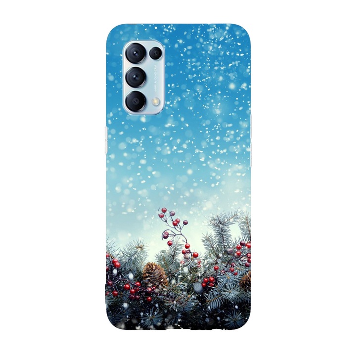 Коледен калъф, съвместим с Oppo Reno 5 4G модел Коледна картичка, силикон, TPU, обратното