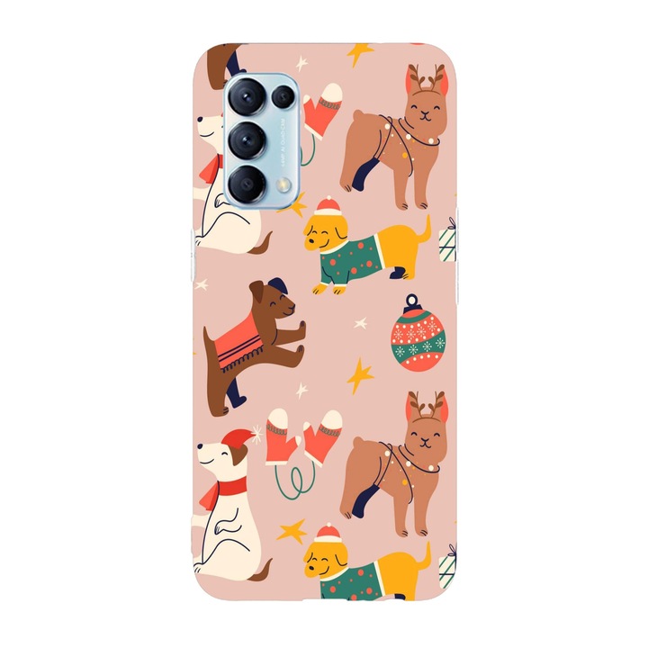 Коледен калъф, съвместим с Oppo Reno 5 4G модел Animal Christmas, силикон, TPU, обратното