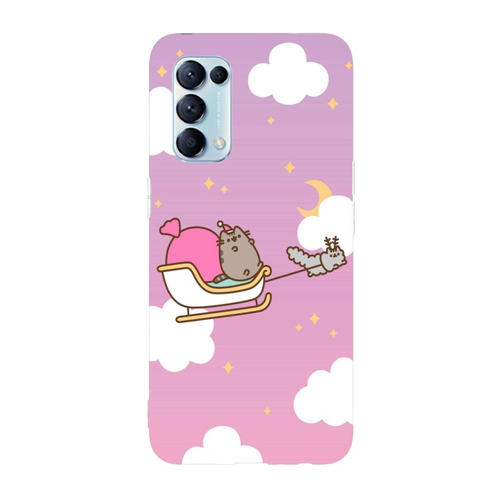 Коледен калъф, съвместим с Oppo Reno 5 4G модел Kawaii Christmas Pusheen, Silicon, TPU, Viceversa