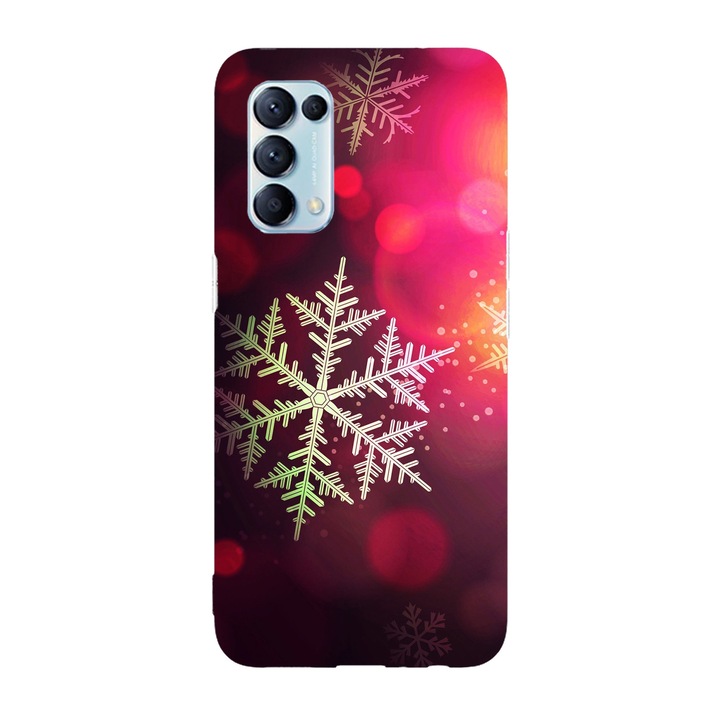 Коледен калъф, съвместим с Oppo Reno 5 4G модел Snowflake, силикон, TPU, обратното