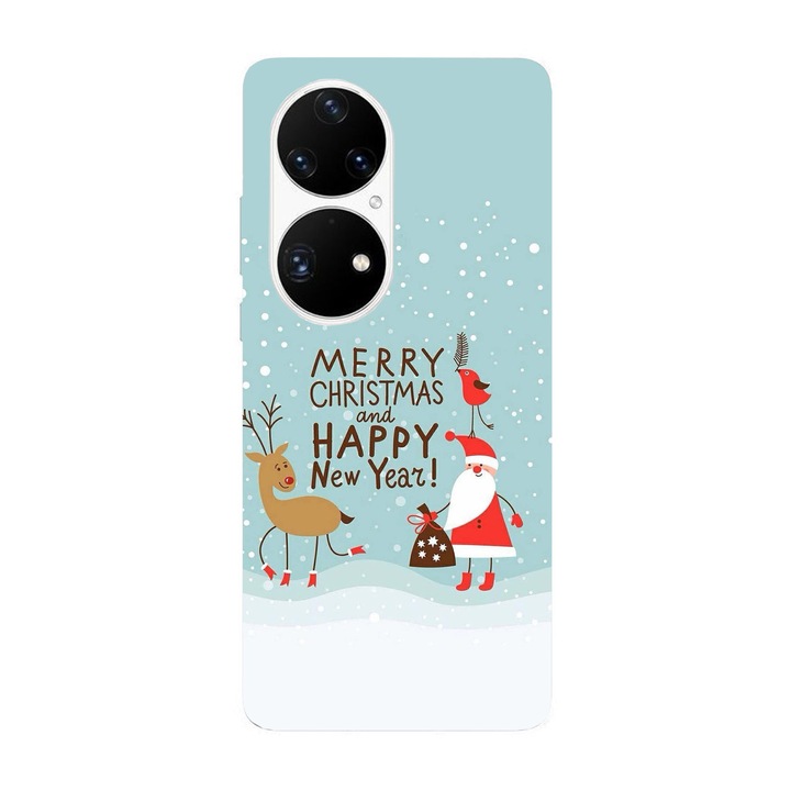 Коледен калъф, съвместим с модел Huawei Nova 9 Весела Коледа и щастлива нова година, силикон, TPU, обратното