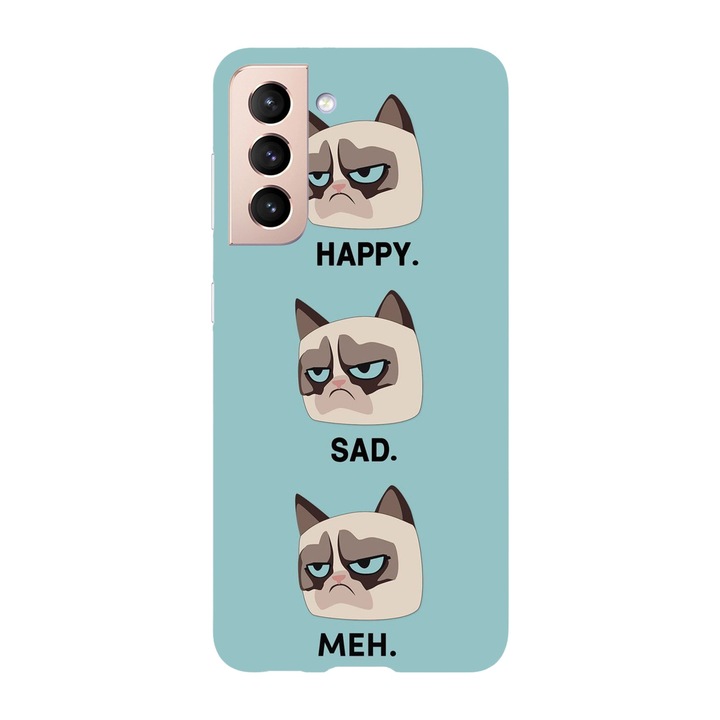 Капак, съвместим с модел Samsung Galaxy S22 Ultra Емоционално сложен Grumpy Cat, силикон, TPU, обратното