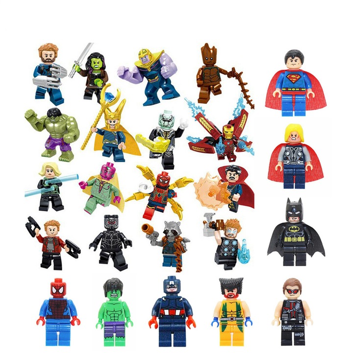 16 szuperhősből álló készlet, Műanyag játék, 3 év+, Többszínű
