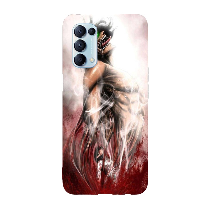 Калъф, съвместим с Oppo Reno 4 Pro 5G модел Attack on titan Eren transformation, Silicon, TPU, Viceversa