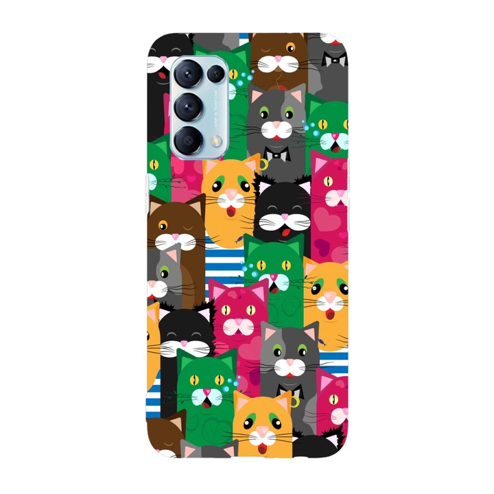 Калъф, съвместим с Oppo Reno 5 4G модел Cat world, силикон, TPU, обратното