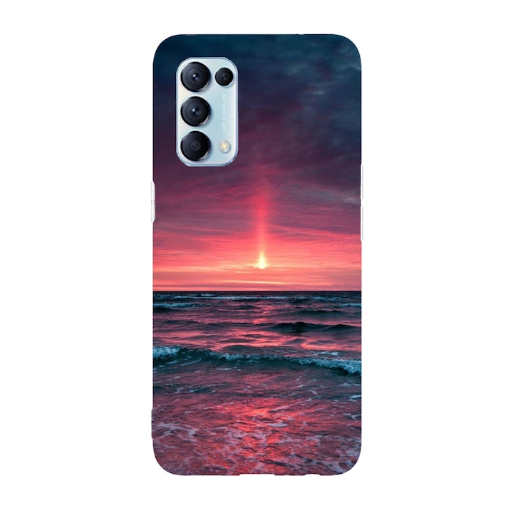 Кейс съвместим с Oppo Reno 7 модел Black sea sunset, силикон, TPU, обратно