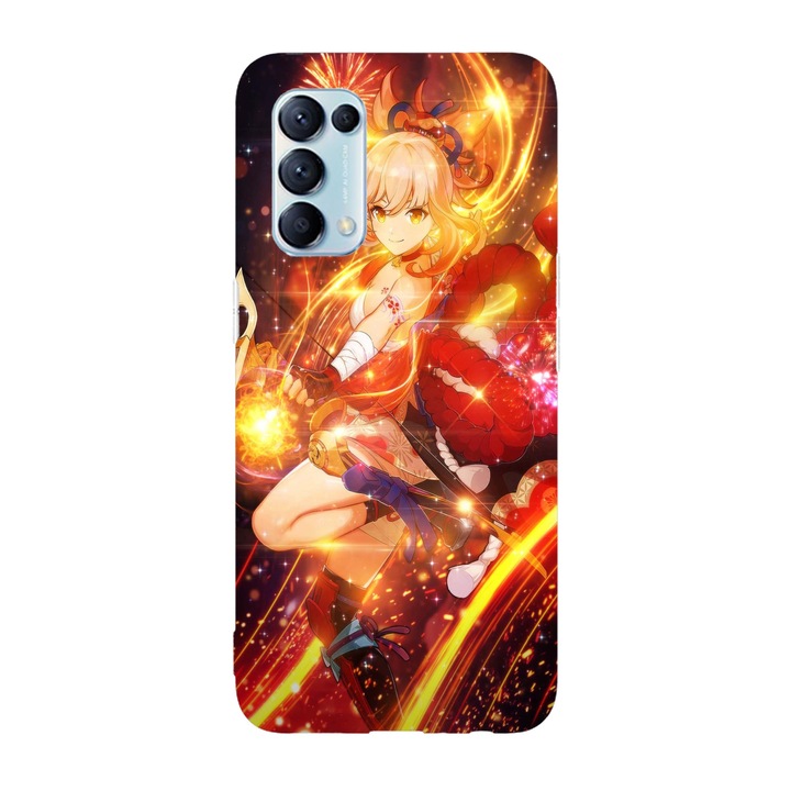 Калъф, съвместим с Oppo Reno 4 Pro 5G модел Genshin Impact Baal, силикон, TPU, обратно