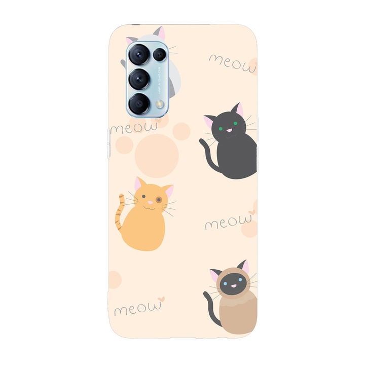 Капак, съвместим с Oppo Reno 5 4G модел Meow pattern, Силикон, TPU, обратното