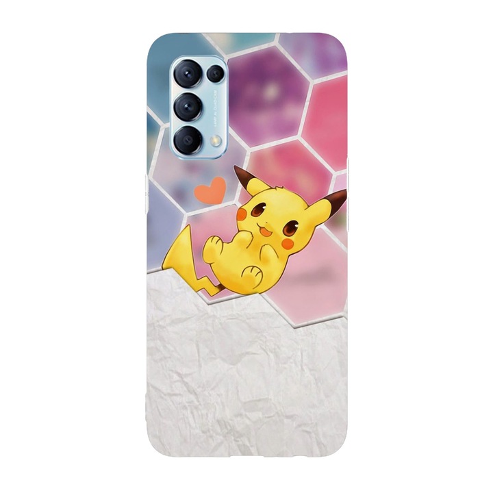 Кейс съвместим с Oppo Reno 7 модел Pika's pokeball, Силикон, TPU, Обратно