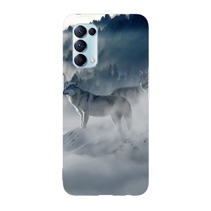 Капак, съвместим с Oppo Reno 5 4G Nordic art wolf model, силикон, TPU, обратното
