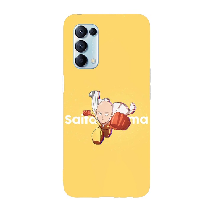 Калъф, съвместим с Oppo Reno 5 4G модел Saitama One Punch Man, Silicon, TPU, Viceversa