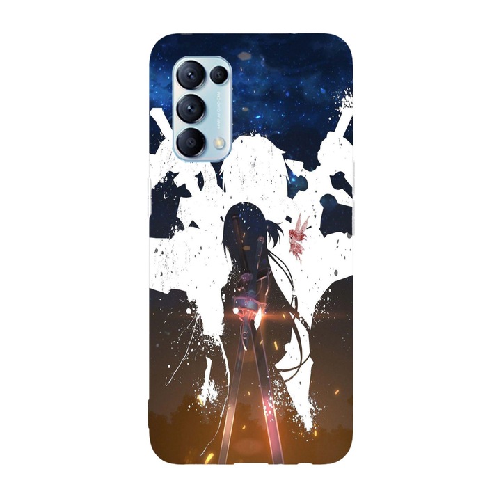Калъф, съвместим с Oppo Reno 5 5G модел Sword Art Online Kirito и Asuna Swords, силикон, TPU, Vice versa