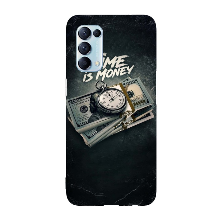 Калъф, съвместим с Oppo Reno 5 4G модел Времето е пари, силикон, TPU, обратното