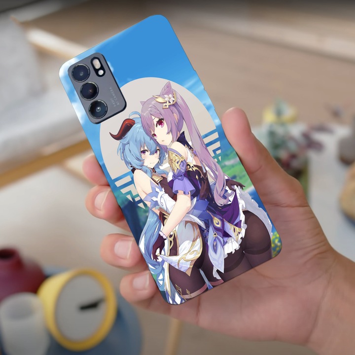 Капак, съвместим с Oppo Reno 5 Lite модел Keqing Genshin Impact, Silicon, TPU, обратно