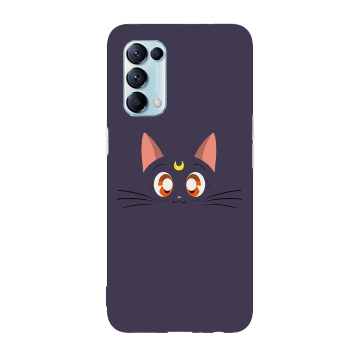 Кейс съвместим с Oppo Reno 7 модел Sailor Moon Luna, силикон, TPU, обратното