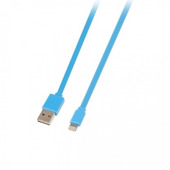 Cablu USB reversibil date + incarcare pentru iPhone 5/6 Lightning 1m Bleu, Lindy L31391 Cablu USB reversibil date + incarcare pentru iPhone 5/6 Lightning 1m Bleu, Lindy L31391