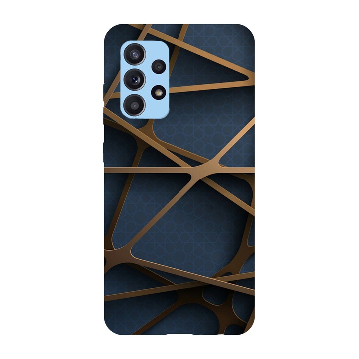 Husa compatibila cu Samsung Galaxy A72 model abstract shapes on blue wall, Silicon, TPU, Viceversa