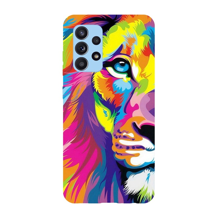 Кейс съвместим с модел Samsung Galaxy A51 5G Colorful king of jungle, Силикон, TPU, Обратно