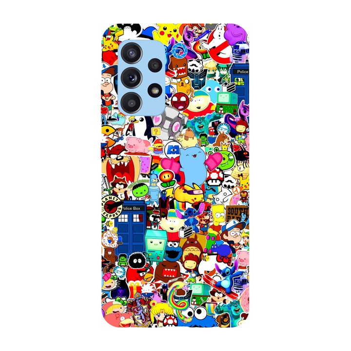 Кейс съвместим с модел Samsung Galaxy A51 Карикатури Стикери, Силикон, TPU, Обратно