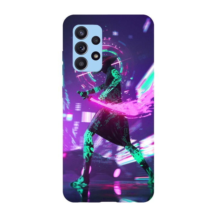 Кейс съвместим с модел Samsung Galaxy A51 5G Cyberpunk neon samurai, силикон, TPU, обратното