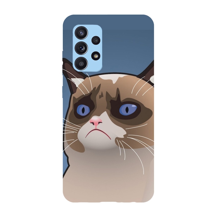 Капак, съвместим с модел Samsung Galaxy A32 5G Grumpy cat drawing, силикон, TPU, обратното