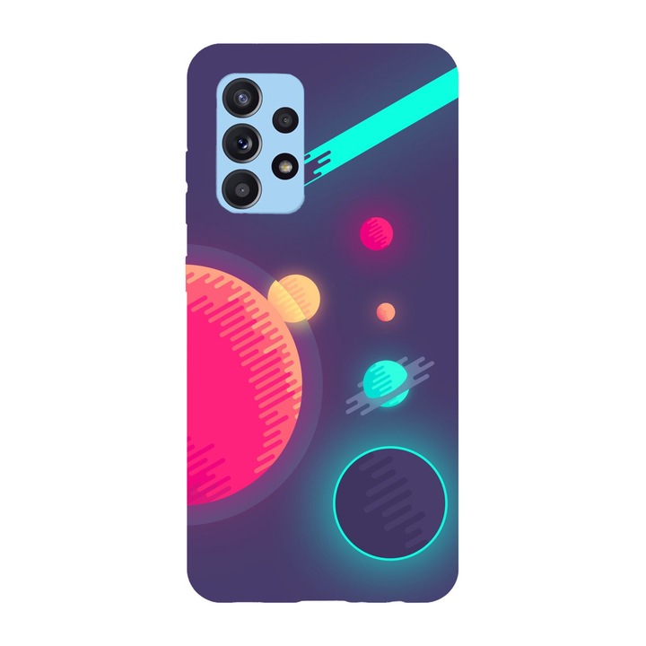 Кейс съвместим с модел Samsung Galaxy A51 5G Neon Meteor Shower, силикон, TPU, обратното