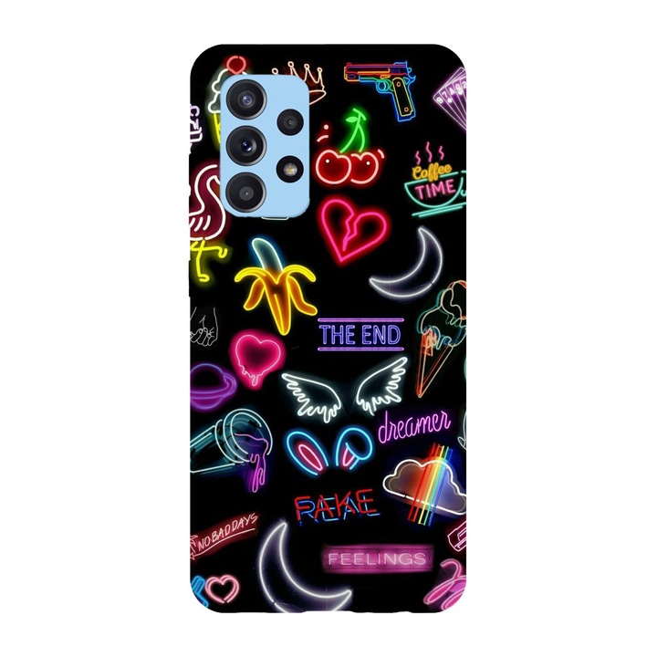 Husa compatibila cu Samsung Galaxy A41 model Neon stickers pattern, Silicon, TPU, Viceversa