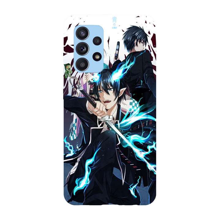 Husa compatibila cu Samsung Galaxy A72 model Rin flames Blue exorcist, Silicon, TPU, Viceversa
