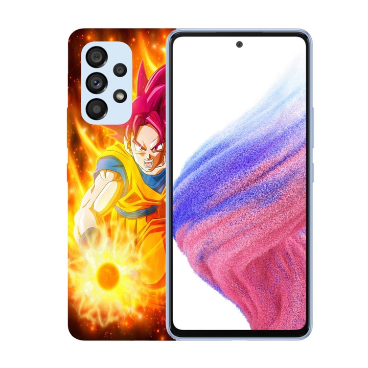 A tok kompatibilis a Samsung Galaxy A73 5G Super Saiyan God Goku modellel, szilikon, TPU, Viceversa