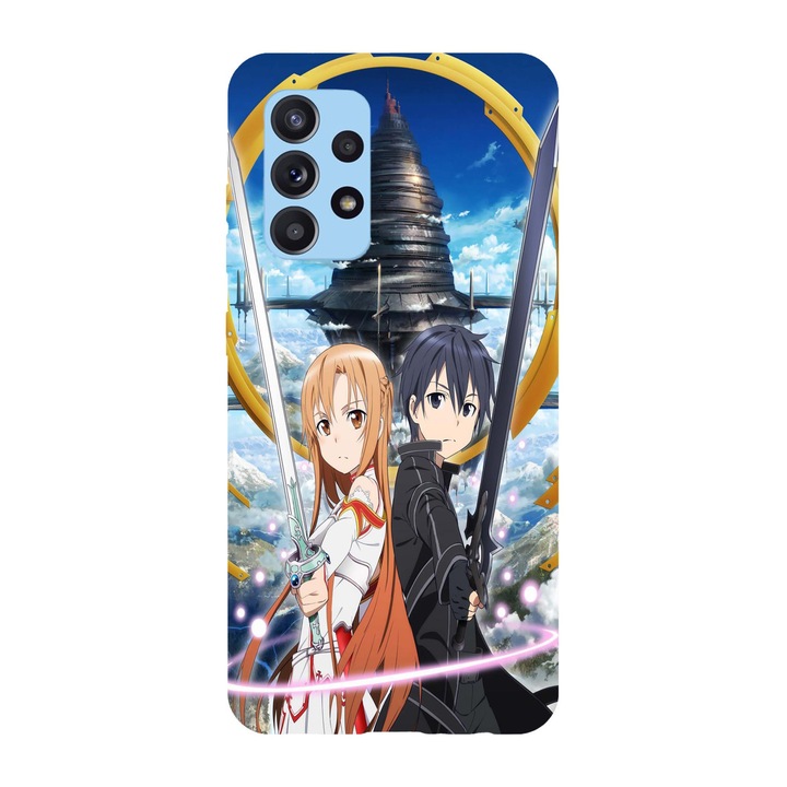 Кейс съвместим с модел Samsung Galaxy A51 Sword Art Online Kirito and Asuna, силикон, TPU, обратното