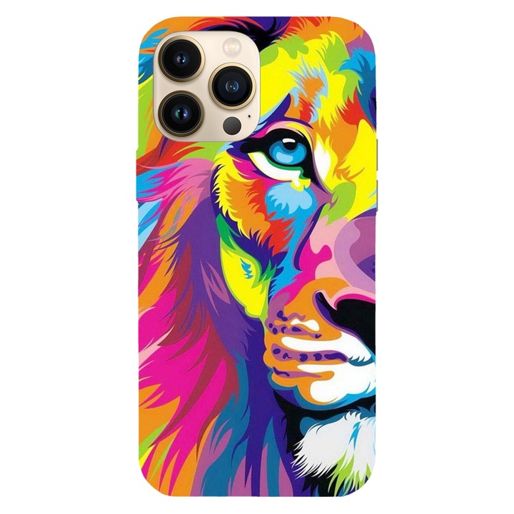 Husa compatibila cu Apple iPhone 15 Plus model Colorful king of jungle, Silicon, TPU, Viceversa