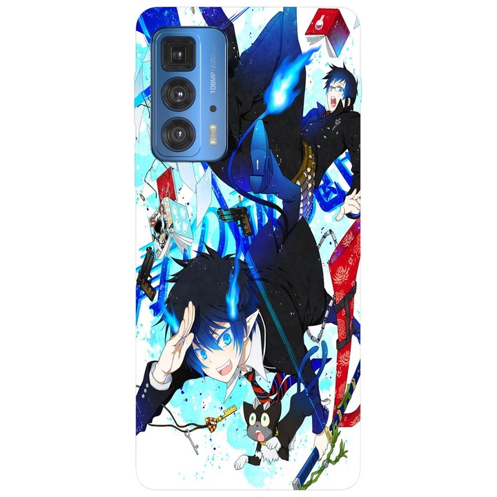 Капак, съвместим с Motorola G100 модел Rin и Yukio Blue Exorcist, силикон, TPU, обратно