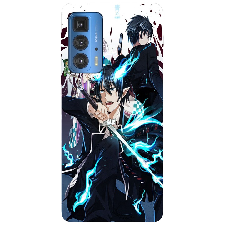 Кейс съвместим с модел Motorola Moto G22 Rin flames Blue exorcist, силикон, TPU, обратното