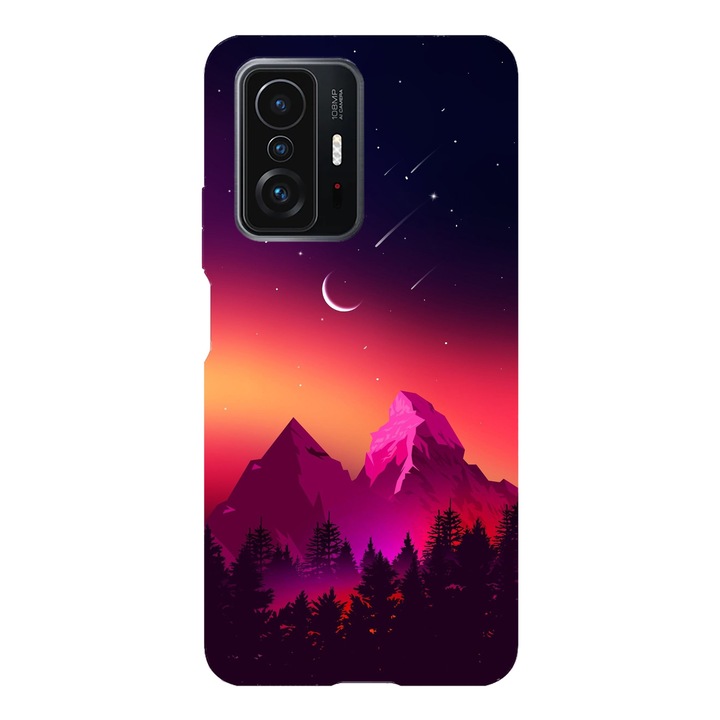 Капак, съвместим с модел Xiaomi 11T Лилави нюанси върху гора, силикон, TPU, обратното