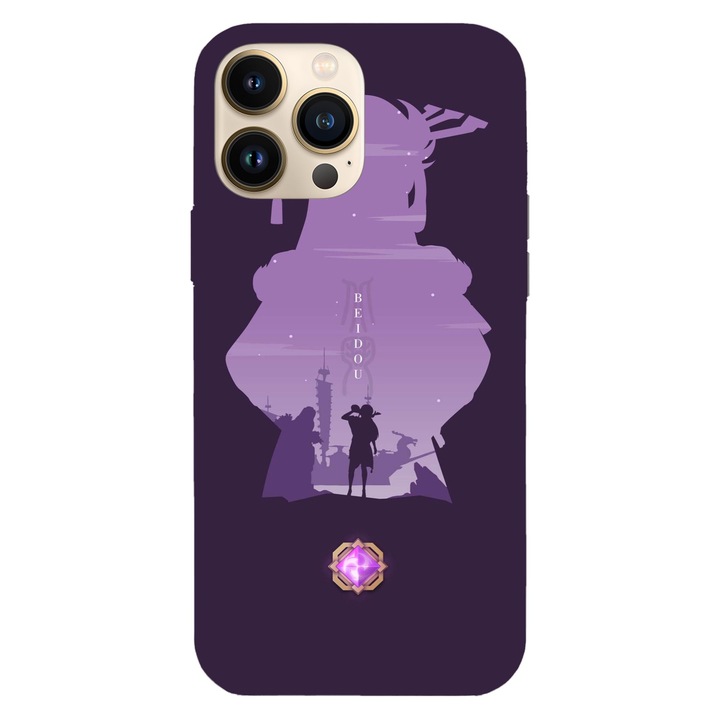 Капак, съвместим с Apple iPhone 15 Pro модел Genshin Impact Beidou, силикон, TPU, обратното