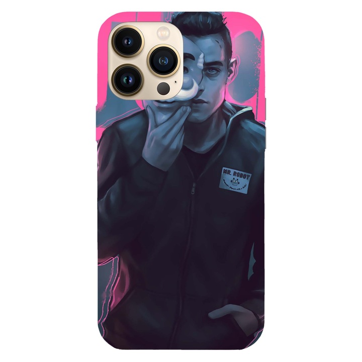 Кейс съвместим с Apple iPhone 15 Pro Max модел Mr. robot, силикон, TPU, обратното