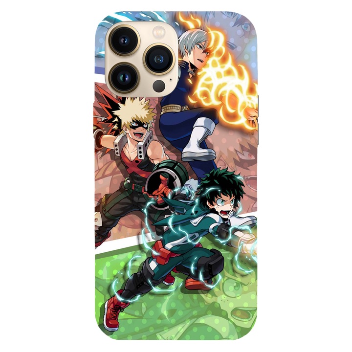 Husa compatibila cu Apple iPhone 15 Pro Max model My hero Academia Team Battle, Silicon, TPU, Viceversa