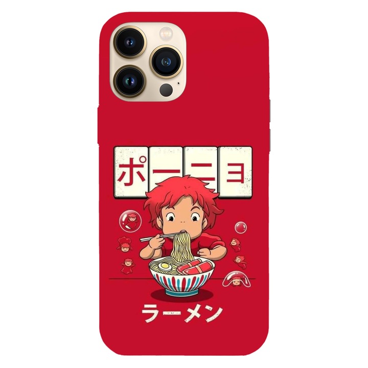 Husa compatibila cu Apple iPhone 15 Pro Max model Ponyo's noodles Anime, Silicon, TPU, Viceversa