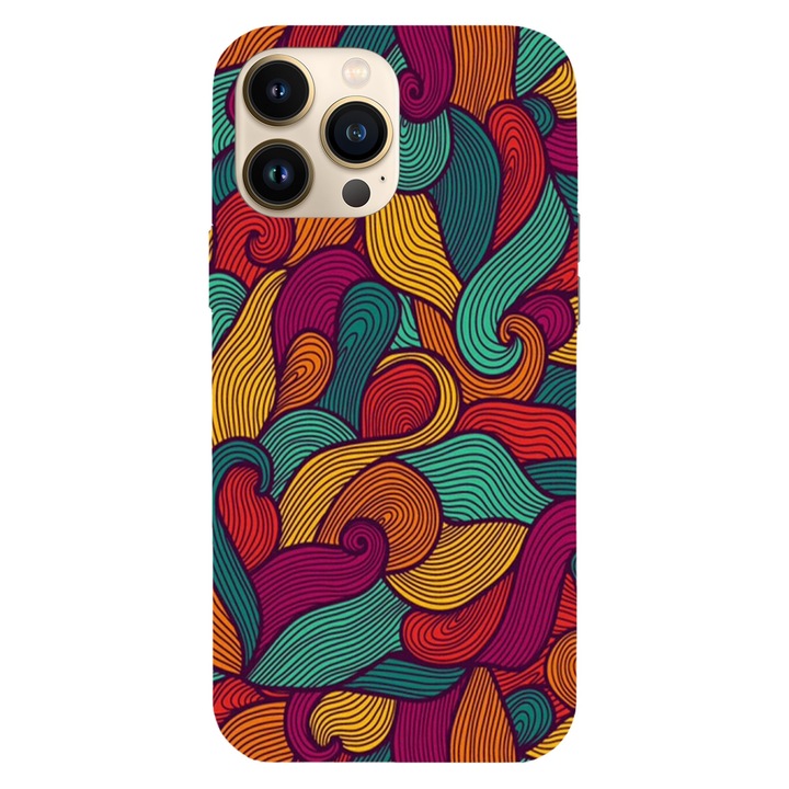 Капак, съвместим с модел Apple iPhone 15 Pro Psychedelic vectors, Silicone, TPU, Viceversa