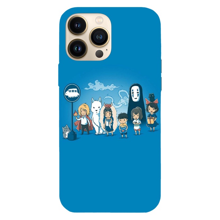 Капак, съвместим с Apple iPhone 15 Pro Max модел Totoro, Mononoke и Ponyo Studio Ghibli, силикон, TPU, обратно