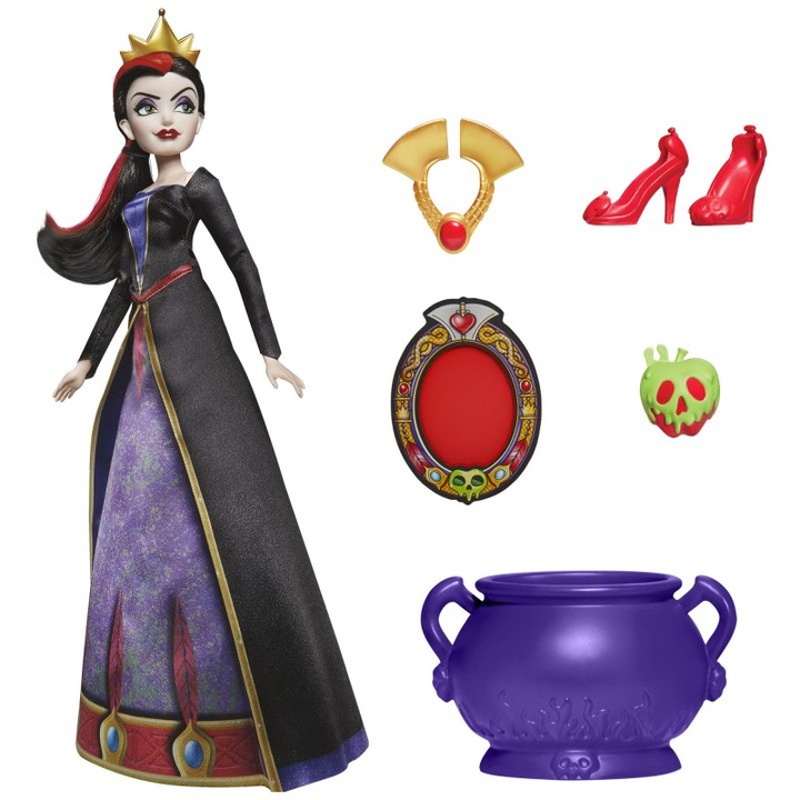Papusa Hasbro, Disney Villains, Evil Queen cu haine detasabile si accesorii incluse, 28 cm
