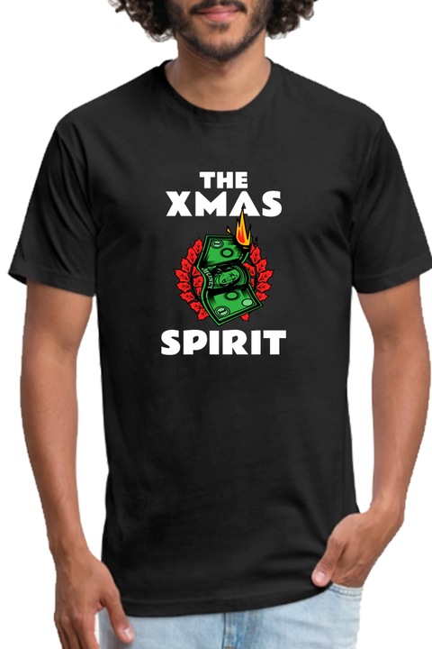 Egyedi férfi póló "The Xmas Spirit", fekete, 2XL