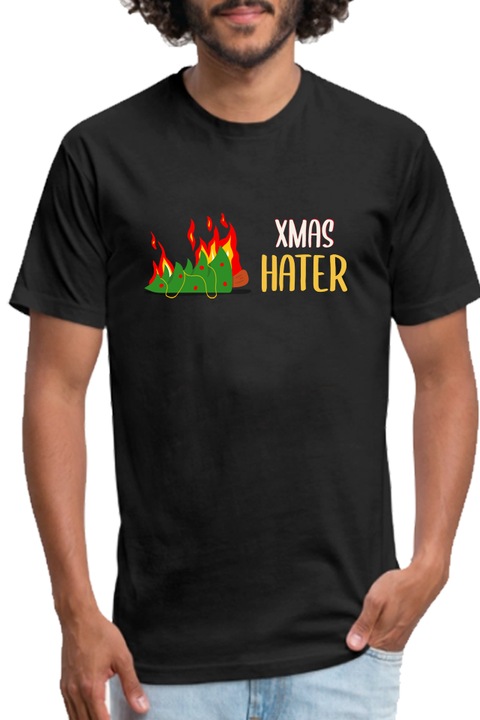 Egyedi férfi póló "Xmas Hater", fekete, XL