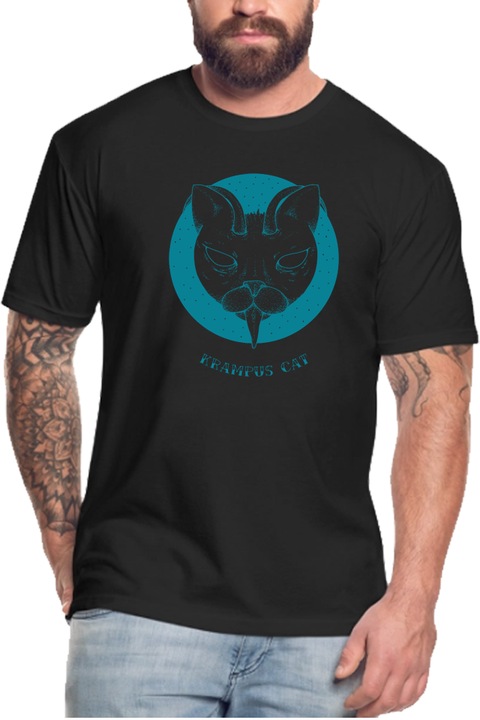 Egyedi férfi póló "Krampus cat", fekete, 2XL